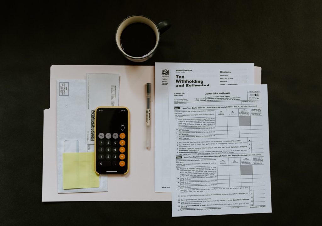 Calculator and tax documents