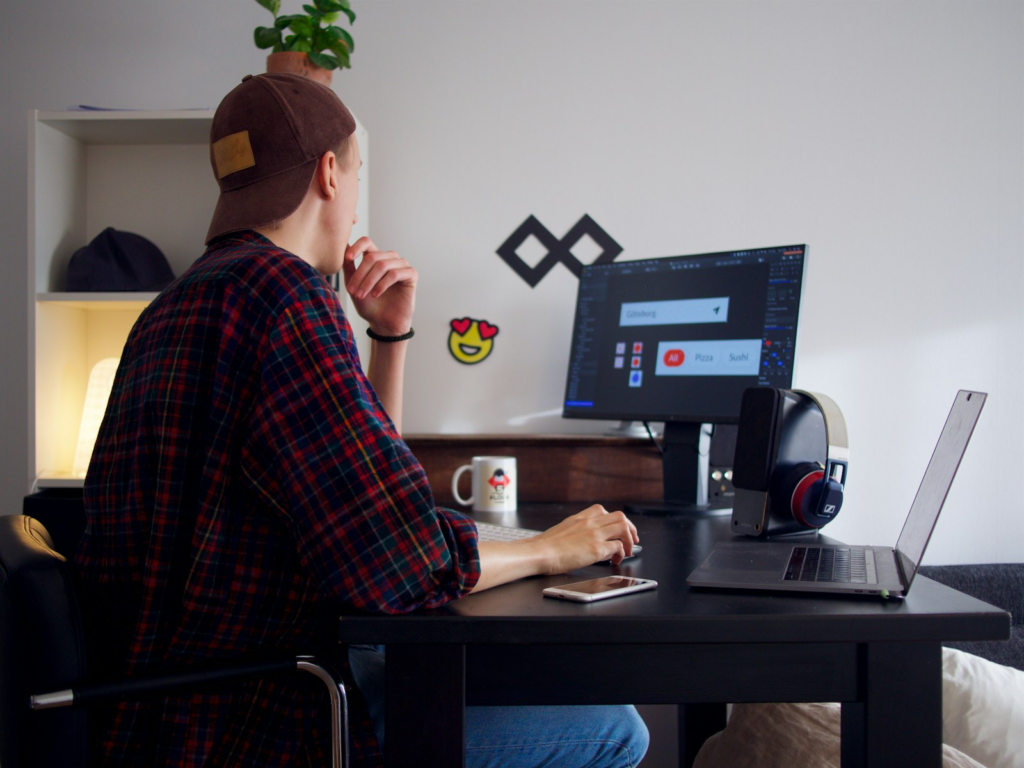 Self-employed professional working on a laptop