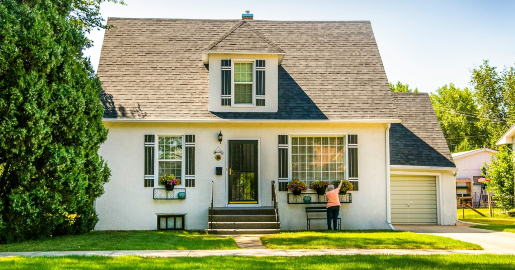 Charming house with flower boxes.